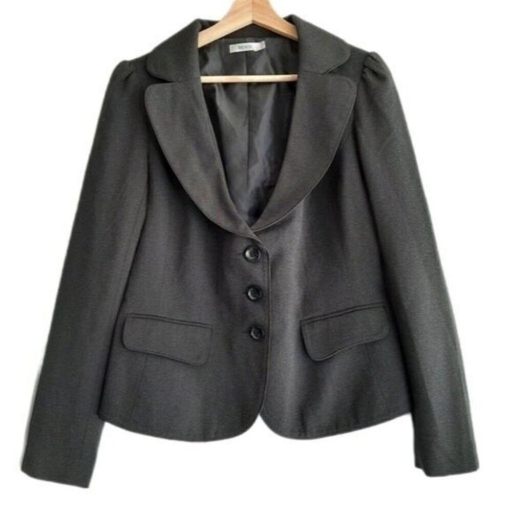 RICKI'S Fitted Blazer Jacket Grey w/ Satin Piping Sz 8